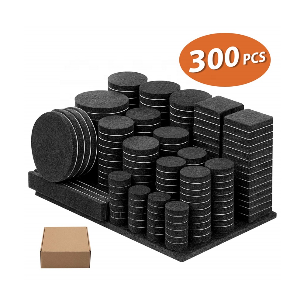 300 Pieces Thick 3M Adhesive Felt Furniture Pads with Rubber Bumpers for Desk Chair Legs