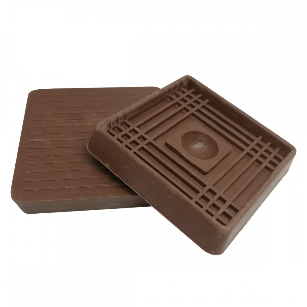 2-inch Brown Square Rubber Caster Cups