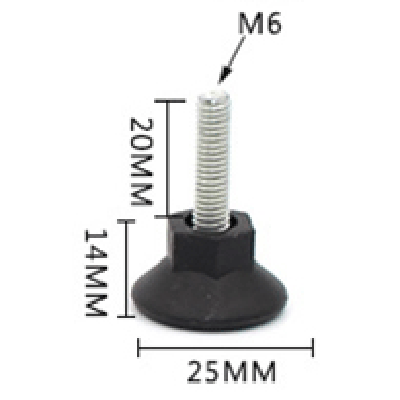 M6 25mm Base Diameter Adjustable Furniture Legs